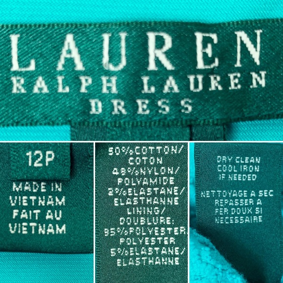 RALPH LAUREN Teal Turquoise Lace Sheath Dress 12P - Picture 7 of 7